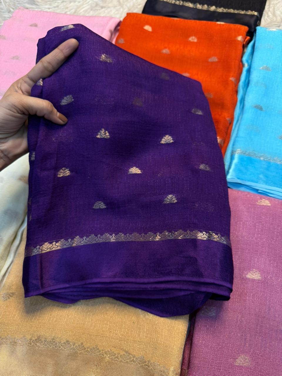 New Festive Wear Pure Soft Viscose Jute Zari Jacquard Weaving Work Fancy Designer Saree With Blouse