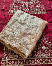 Load image into Gallery viewer, Imaginative Wedding Wear Satin Silk Embroidery Thread n Arco Cut Work Border Designer Saree With Blouse Piece
