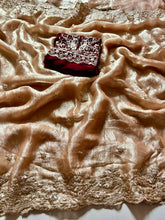 Load image into Gallery viewer, Imaginative Wedding Wear Satin Silk Embroidery Thread n Arco Cut Work Border Designer Saree With Blouse Piece
