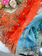 Load image into Gallery viewer, Exuberant Wedding Wear Satin Silk Heavy Embroidery n Aarco Work Fancy Designer Saree With Stitched Blouse
