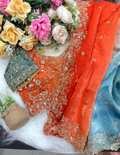 Load image into Gallery viewer, Exuberant Wedding Wear Satin Silk Heavy Embroidery n Aarco Work Fancy Designer Saree With Stitched Blouse
