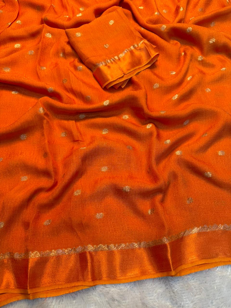 Fantabulous Festive Wear Pure Viscouse Soft Jute Jacquard Design n Satin Border Fancy Saree With Blouse Piece
