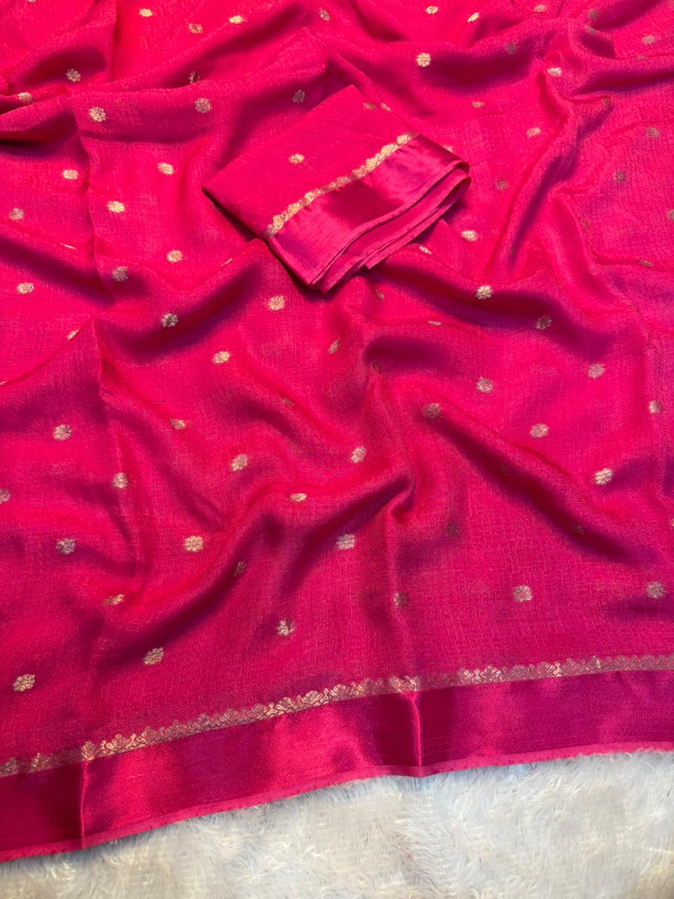 Fantabulous Festive Wear Pure Viscouse Soft Jute Jacquard Design n Satin Border Fancy Saree With Blouse Piece
