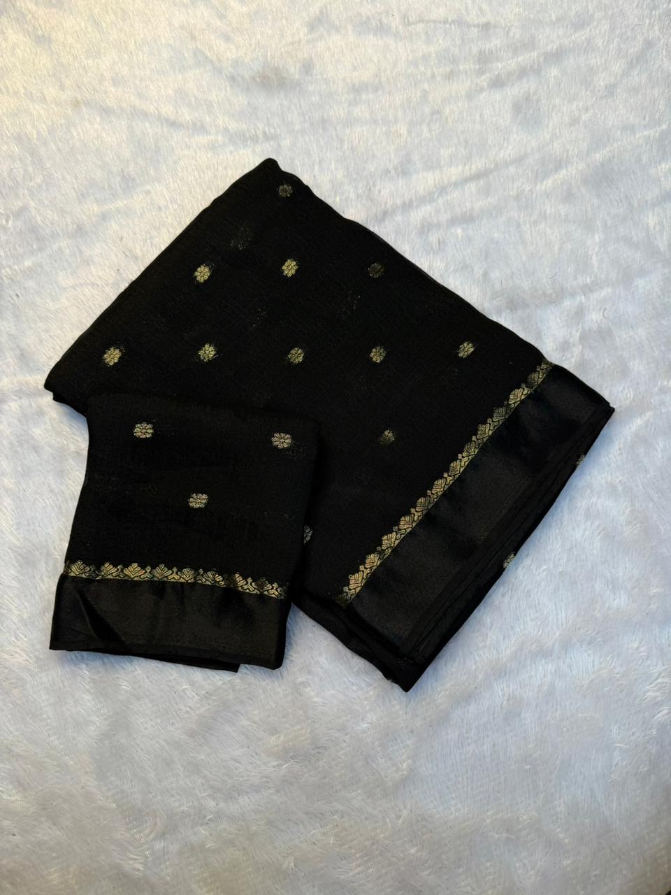 Fantabulous Festive Wear Pure Viscouse Soft Jute Jacquard Design n Satin Border Fancy Saree With Blouse Piece