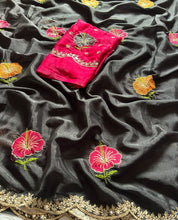 Load image into Gallery viewer, Elegant Party Wear Georgette Embroidery n Mirror Work Fancy Designer Saree With Contrast Blouse Piece
