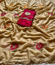 Load image into Gallery viewer, Elegant Party Wear Georgette Embroidery n Mirror Work Fancy Designer Saree With Contrast Blouse Piece
