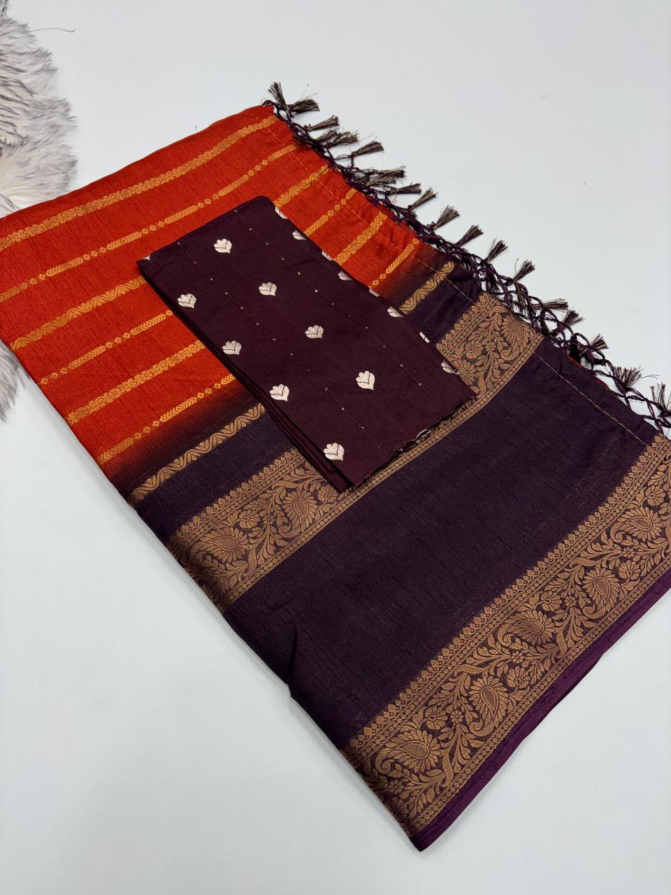 Redolent Festive Wear Pure Soft Dola Chex Silk Jacquard Border Designer Saree With Blouse Piece