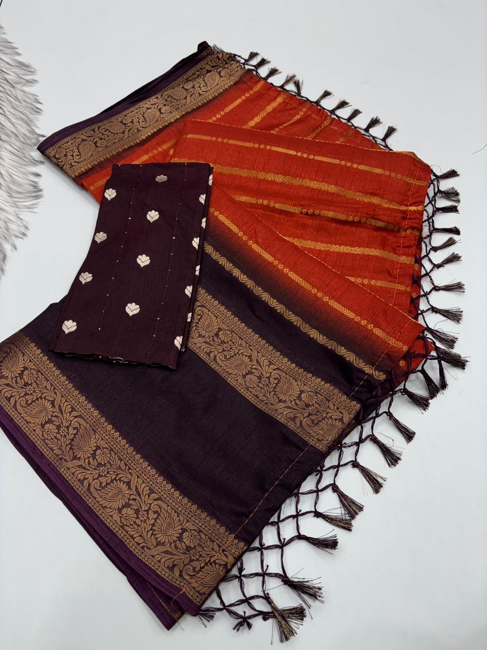 Redolent Festive Wear Pure Soft Dola Chex Silk Jacquard Border Designer Saree With Blouse Piece