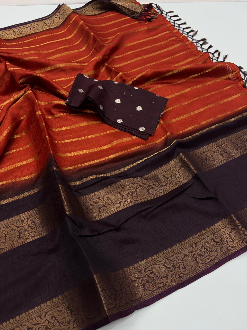 Redolent Festive Wear Pure Soft Dola Chex Silk Jacquard Border Designer Saree With Blouse Piece