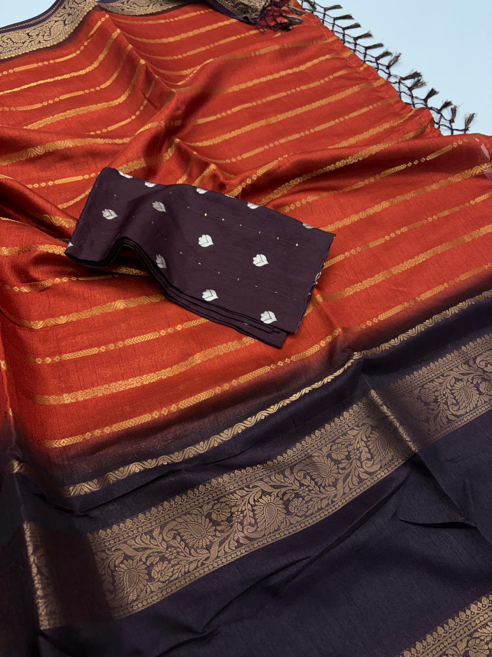 Redolent Festive Wear Pure Soft Dola Chex Silk Jacquard Border Designer Saree With Blouse Piece