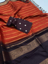 Load image into Gallery viewer, Redolent Festive Wear Pure Soft Dola Chex Silk Jacquard Border Designer Saree With Blouse Piece

