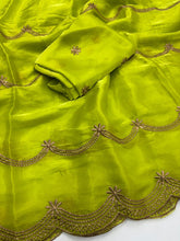Load image into Gallery viewer, Groovy Function Wear Silk Embriodery Work Designer Saree With Elegant Blouse Piece
