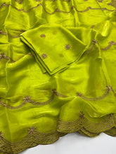 Load image into Gallery viewer, Groovy Function Wear Silk Embriodery Work Designer Saree With Elegant Blouse Piece
