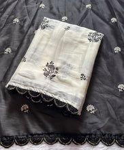 Load image into Gallery viewer, Attractive Party Wear Rangoli Silk Embroidery n Sequence Work Less Border Saree With Contrast Blouse Piece
