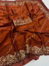 Load image into Gallery viewer, Charismatic Wedding Wear Space Silk Heavy Embroidery Butti Work Fancy Saree For Occasion
