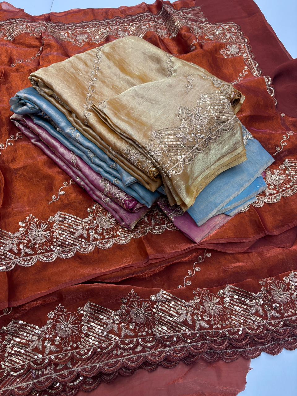 Charismatic Wedding Wear Space Silk Heavy Embroidery Butti Work Fancy Saree For Occasion