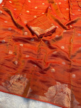 Load image into Gallery viewer, Delightful Viscose Tissue Weaving Silk Zari Work Fancy Designer Saree With Elegant Blouse
