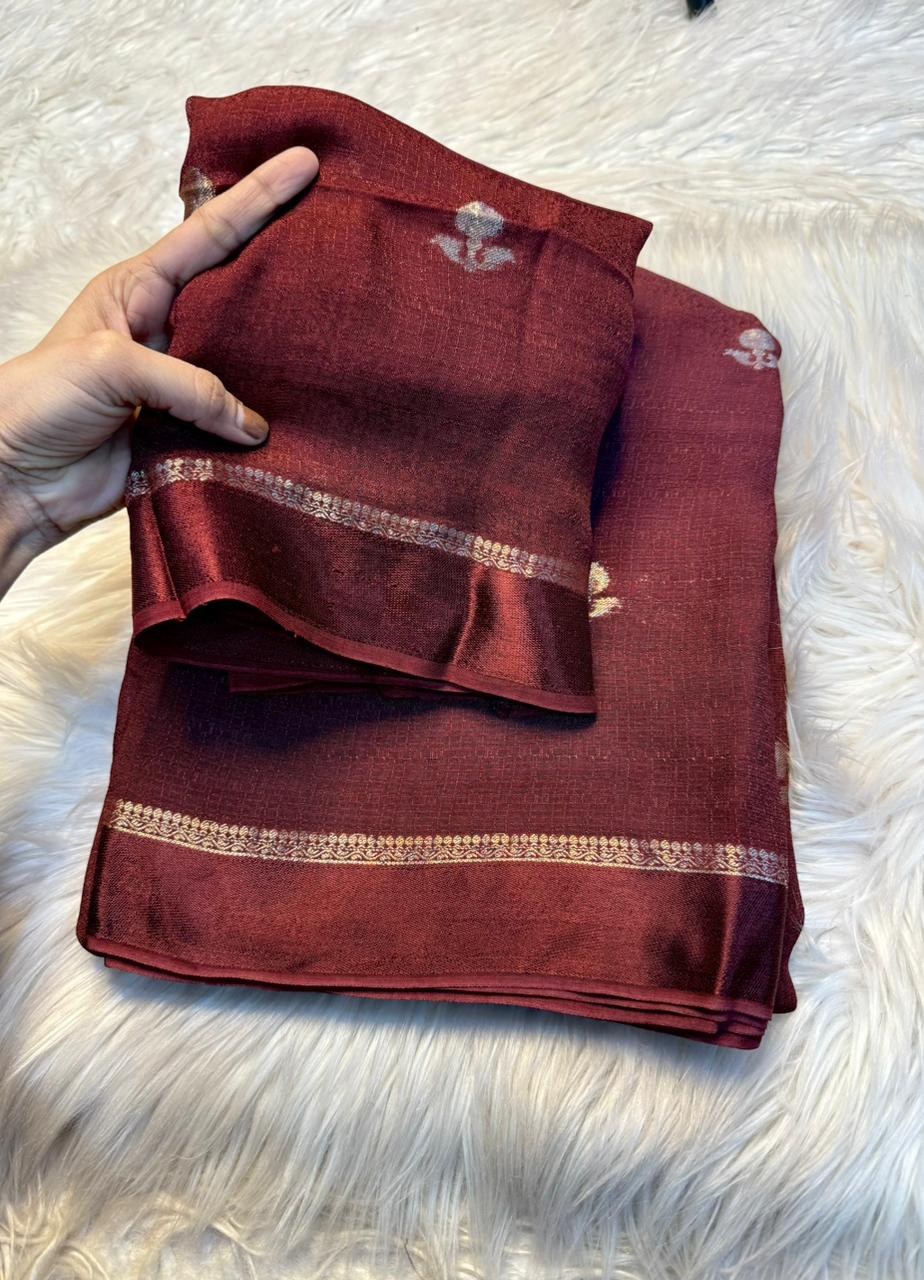 Adorning Party Wear Pure Soft Viscose Silk Jacquard Design n Satin Border Fancy Designer Saree With Blouse Piece