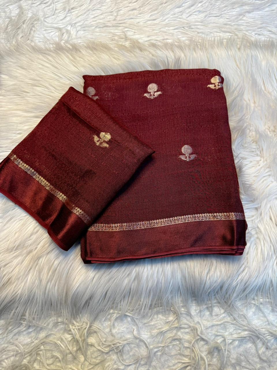 Adorning Party Wear Pure Soft Viscose Silk Jacquard Design n Satin Border Fancy Designer Saree With Blouse Piece