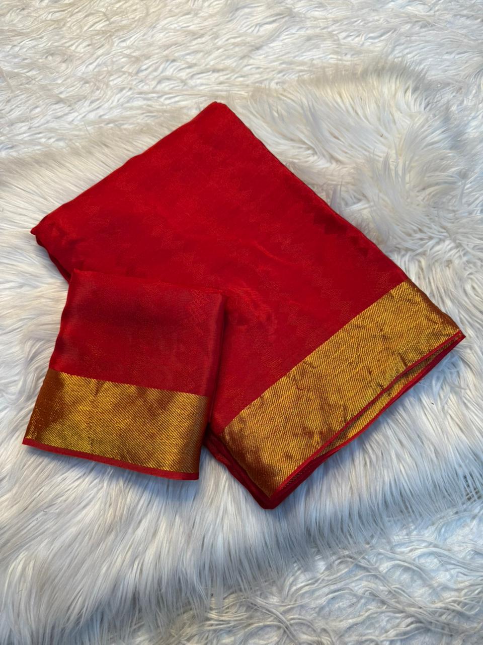 Graceful Function Wear Viscose Crape Silk Weaving Design Saree With Blissful Blouse Piece
