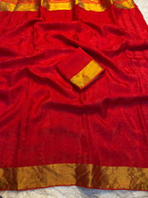 Load image into Gallery viewer, Graceful Function Wear Viscose Crape Silk Weaving Design Saree With Blissful Blouse Piece
