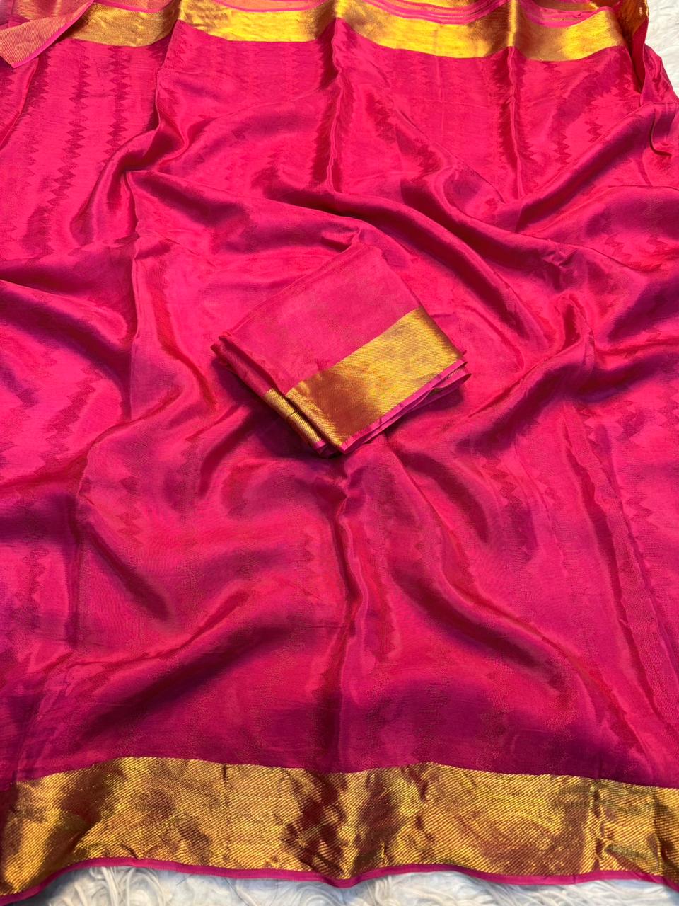 Graceful Function Wear Viscose Crape Silk Weaving Design Saree With Blissful Blouse Piece