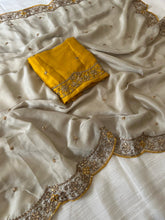 Load image into Gallery viewer, Groovy Party Wear Rangoli Silk Embroidery Thread Work Designer Saree With Contrast Blouse Piece
