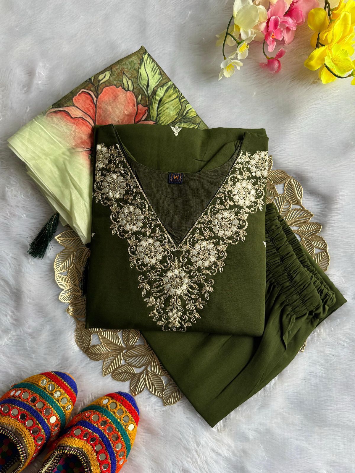 New Wedding Wear Roman Silk Embroidery n Sequence Work Designer Straight Kurta With Trouser Dupatta Set
