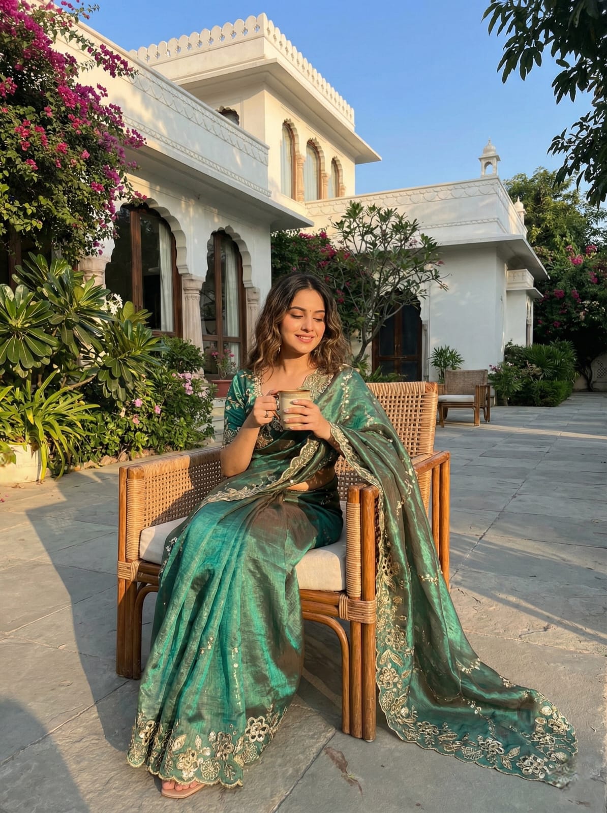 Fantabulous Party Wear Chiffon Embroidery n Cutwork Border Designer Saree For Wedding