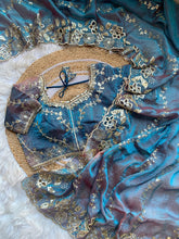 Load image into Gallery viewer, Fantabulous Party Wear Chiffon Embroidery n Cutwork Border Designer Saree For Wedding
