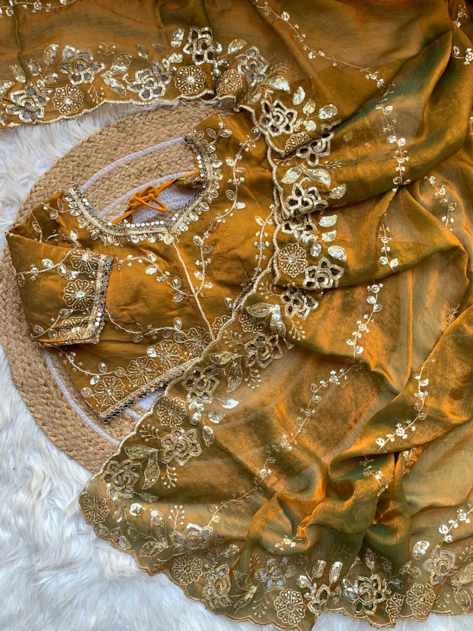 Fantabulous Party Wear Chiffon Embroidery n Cutwork Border Designer Saree For Wedding