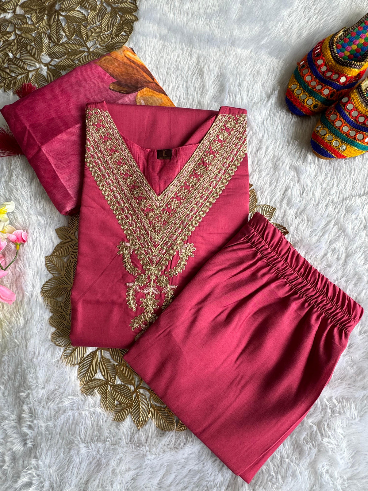 Ravishing Wedding Wear Roman Silk Embroidery n Sequence Work Designer Straight Kurta With Trouser n Dupatta Set