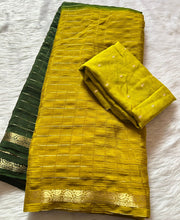 Load image into Gallery viewer, Luxury Function Wear Pure Chinnon Georgette Zari Checks Jacquard Border Desginer Saree For Occasion
