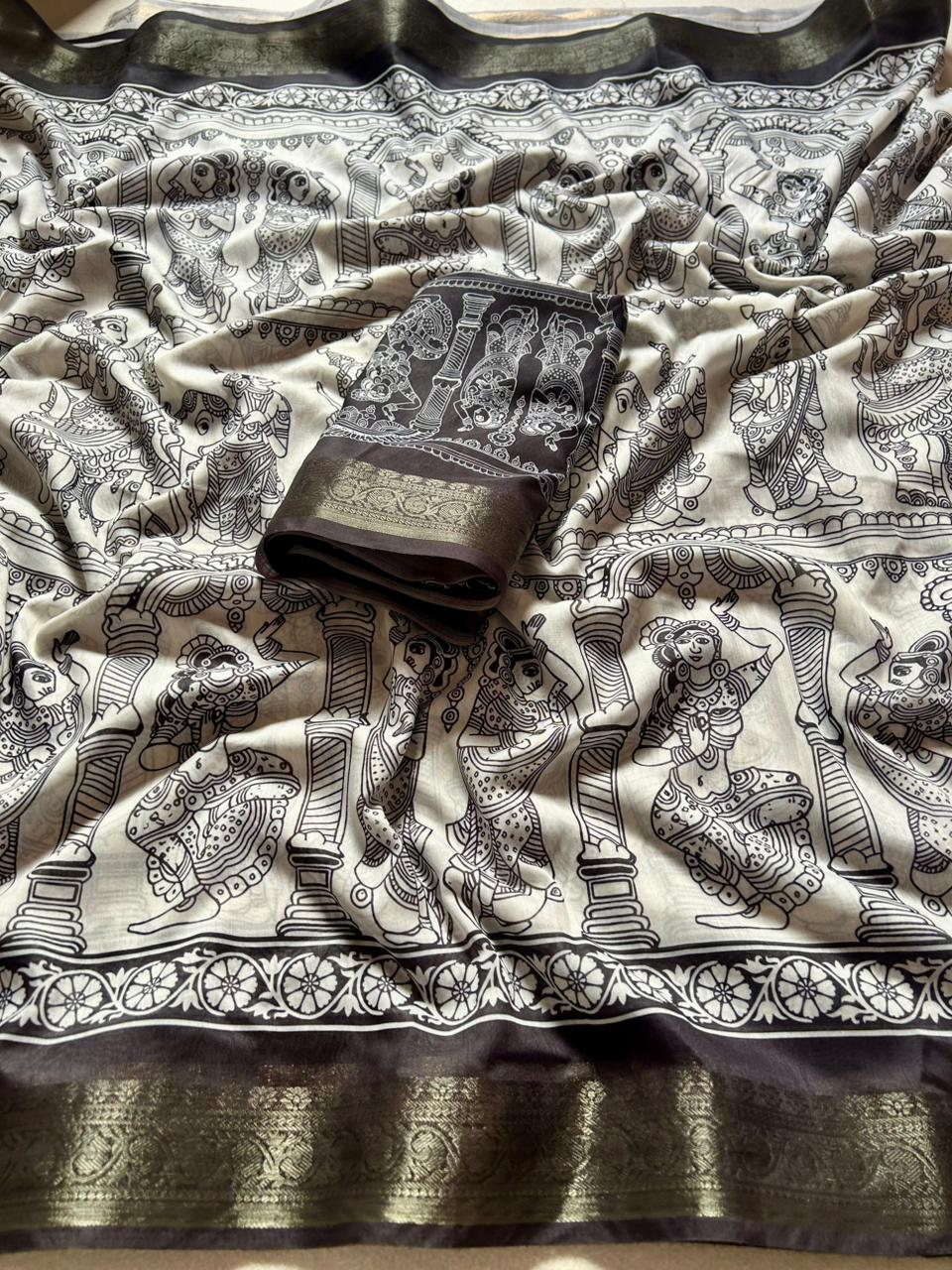 Splendorous Function Wear Soft Mul Cotton Jacquard Border Rich Pallu Fancy Desinger Saree With Blouse Piece