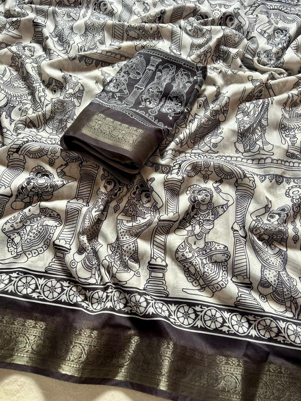 Splendorous Function Wear Soft Mul Cotton Jacquard Border Rich Pallu Fancy Desinger Saree With Blouse Piece