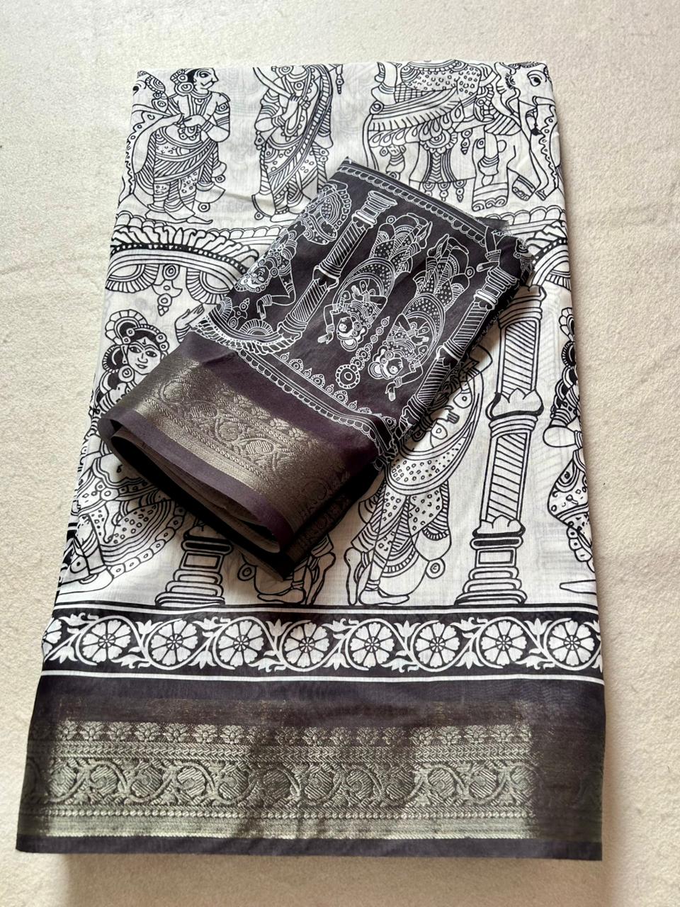 Splendorous Function Wear Soft Mul Cotton Jacquard Border Rich Pallu Fancy Desinger Saree With Blouse Piece