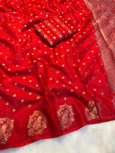 Load image into Gallery viewer, Dazzling Party Wear Pure Viscose Dola Silk Jacquard Border Fancy Designer Saree With Blouse
