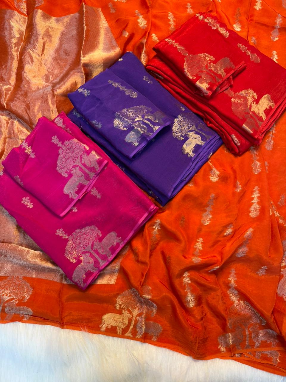 Magnificat Festive Wear Pure Viscose Dola Silk Jacquard Zari Weaving Work Fancy Designer Saree For Wedding