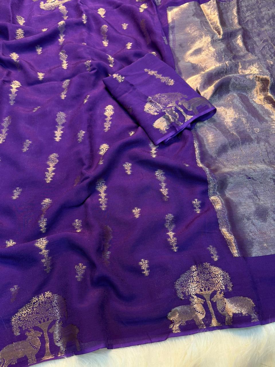 Magnificat Festive Wear Pure Viscose Dola Silk Jacquard Zari Weaving Work Fancy Designer Saree For Wedding