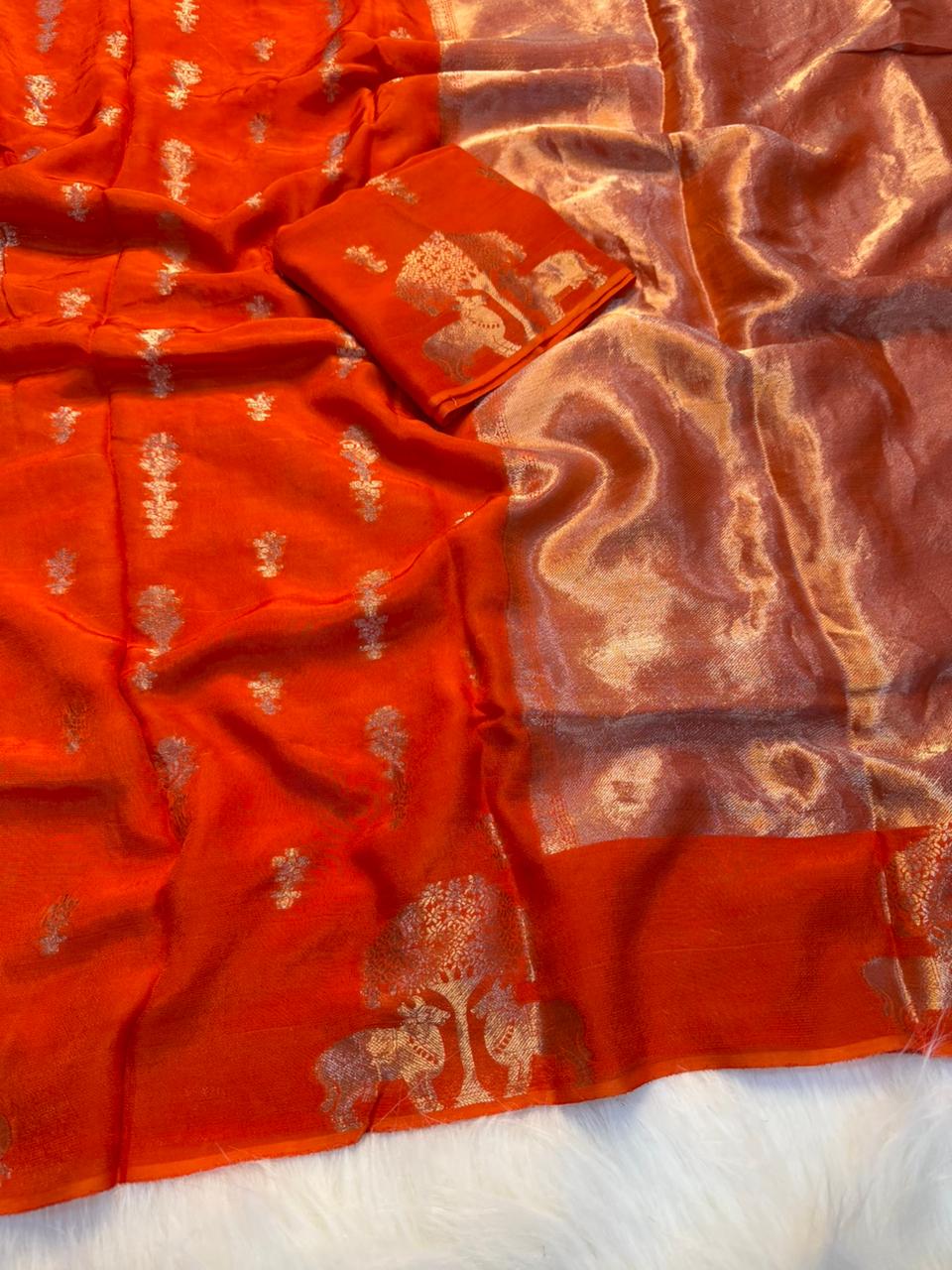 Magnificat Festive Wear Pure Viscose Dola Silk Jacquard Zari Weaving Work Fancy Designer Saree For Wedding