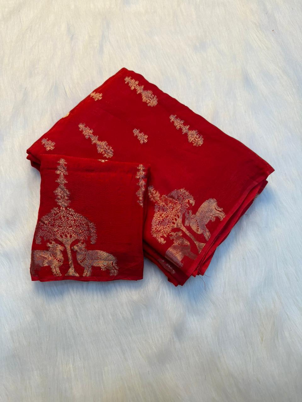 Magnificat Festive Wear Pure Viscose Dola Silk Jacquard Zari Weaving Work Fancy Designer Saree For Wedding