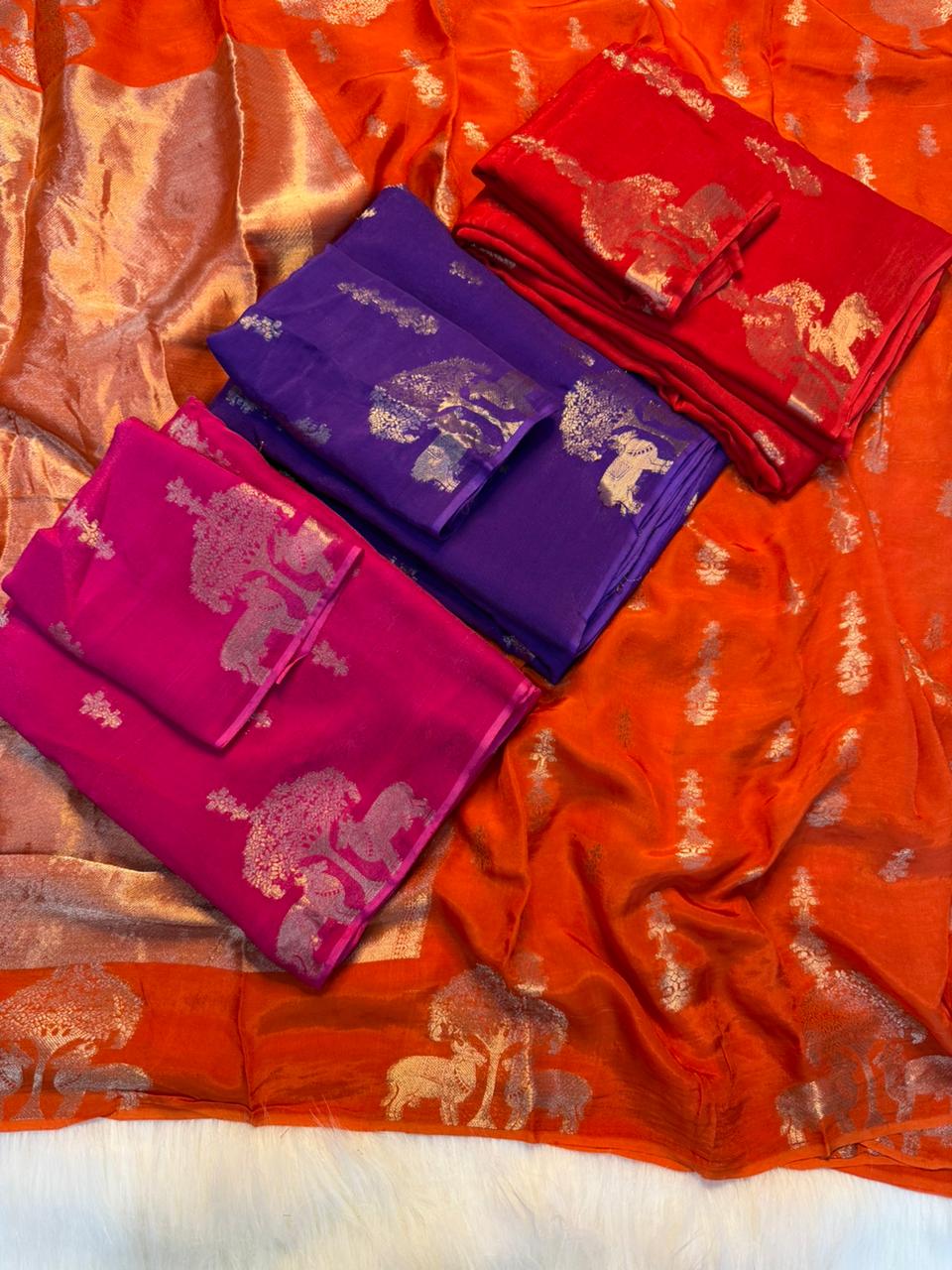 Magnificat Festive Wear Pure Viscose Dola Silk Jacquard Zari Weaving Work Fancy Designer Saree For Wedding
