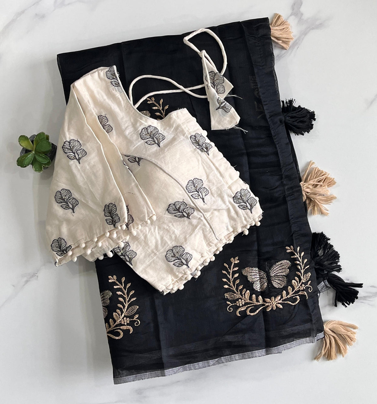 Luxuriant Party Wear Chanderi Cotton Heavy Embroidered n Tussels Work Fancy Designer Wedding Wear Saree With Stitched Blouse