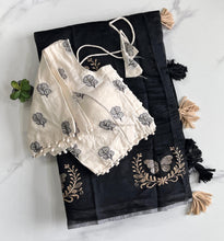 Load image into Gallery viewer, Luxuriant Party Wear Chanderi Cotton Heavy Embroidered n Tussels Work Fancy Designer Wedding Wear Saree With Stitched Blouse
