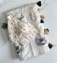 Load image into Gallery viewer, Luxuriant Party Wear Chanderi Cotton Heavy Embroidered n Tussels Work Fancy Designer Wedding Wear Saree With Stitched Blouse
