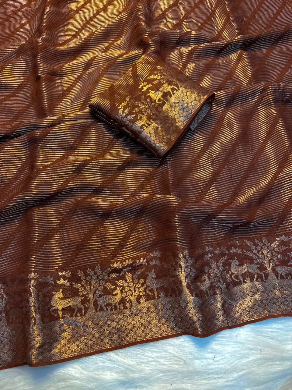 Adorable Wedding Wear Pure Viscose Dola Silk Jacquard Border Fancy Designer Saree With Blouse