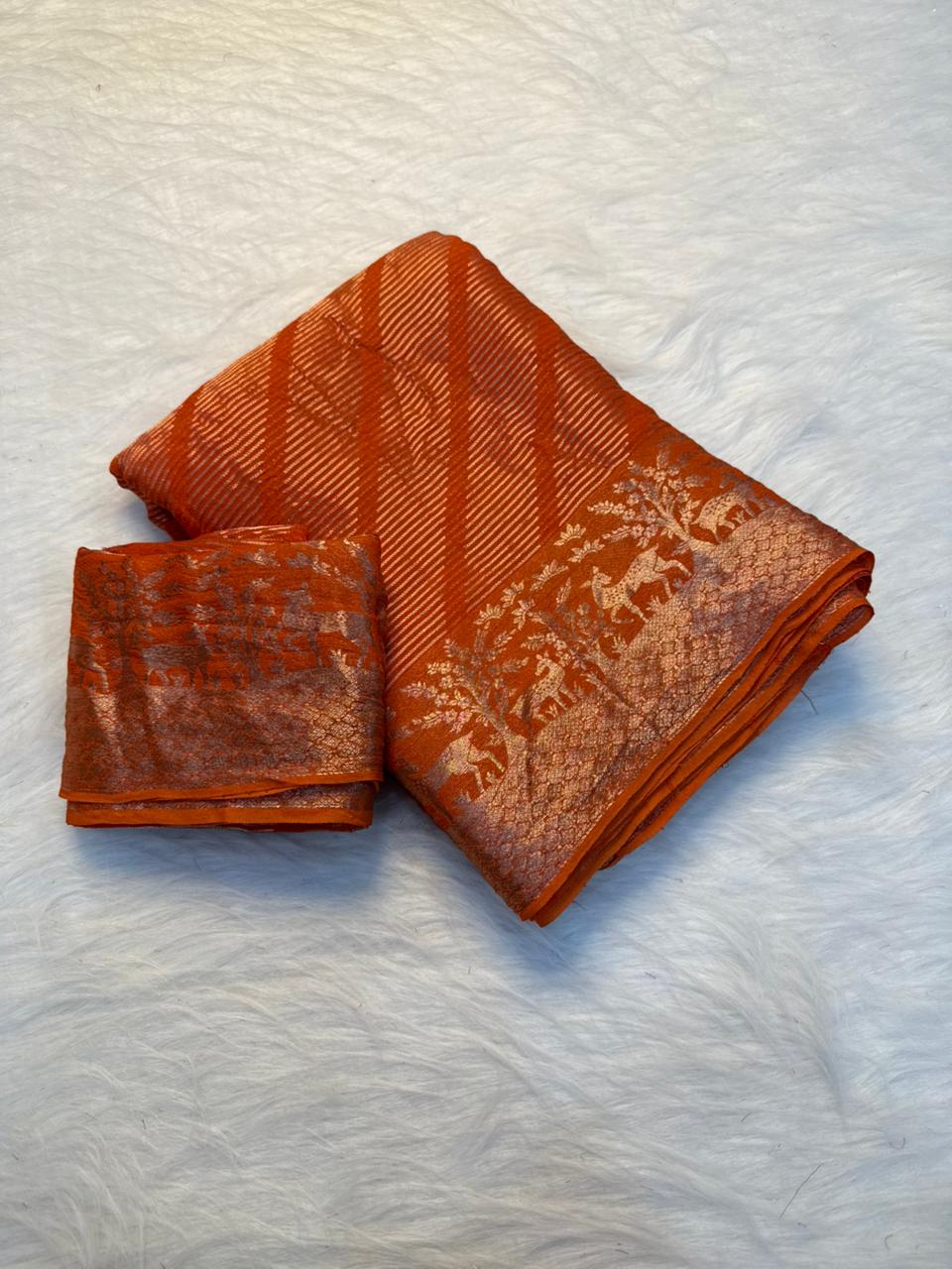 Adorable Wedding Wear Pure Viscose Dola Silk Jacquard Border Fancy Designer Saree With Blouse