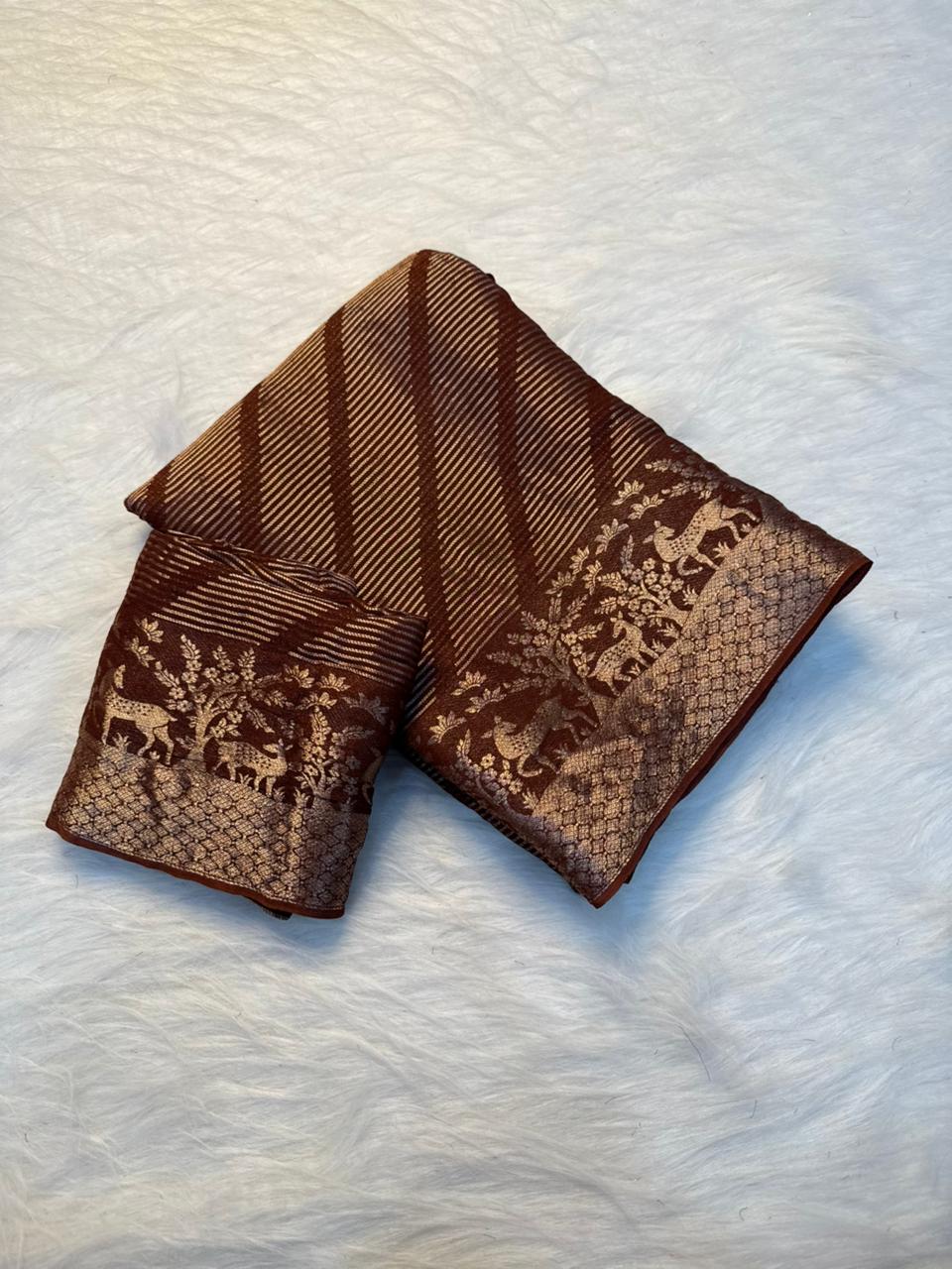 Adorable Wedding Wear Pure Viscose Dola Silk Jacquard Border Fancy Designer Saree With Blouse