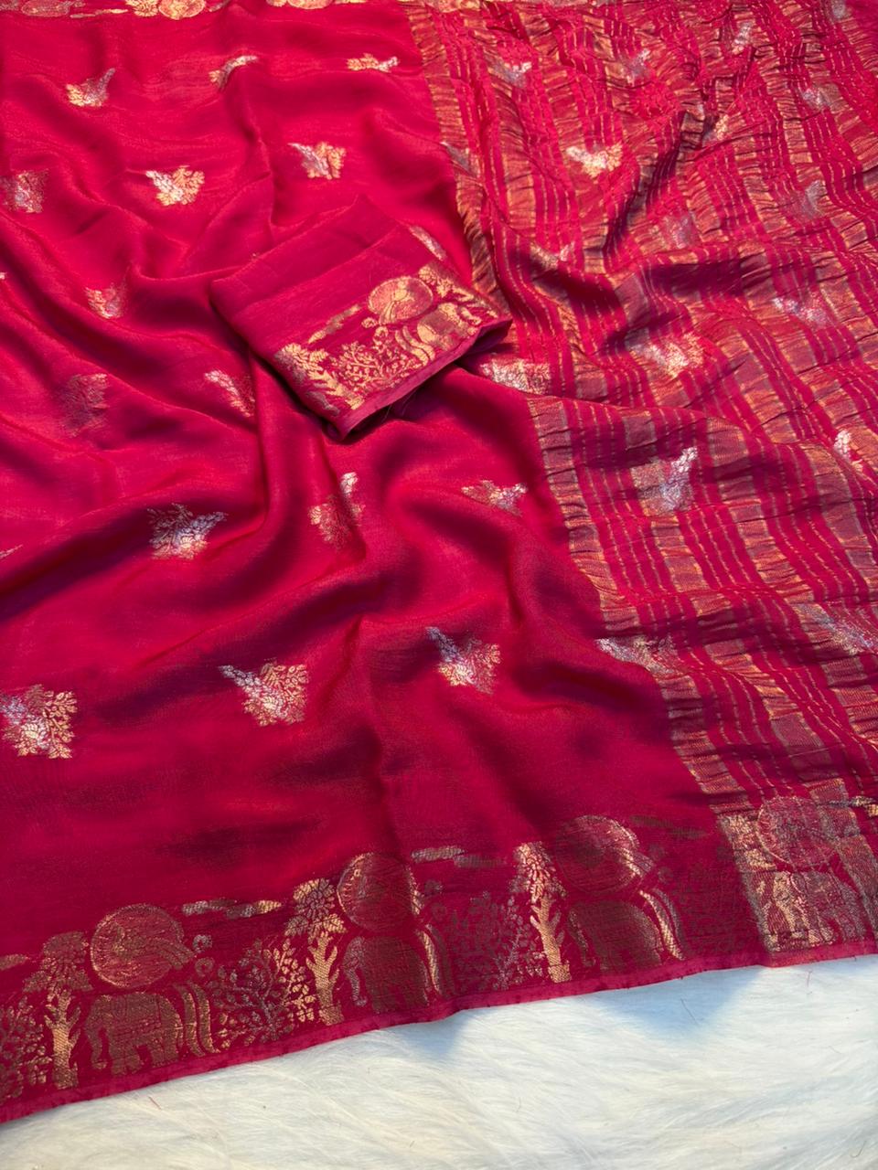 Charismatic Function Wear Pure Viscose Dola Silk Jacquard Border Fancy Designer Saree With Blouse