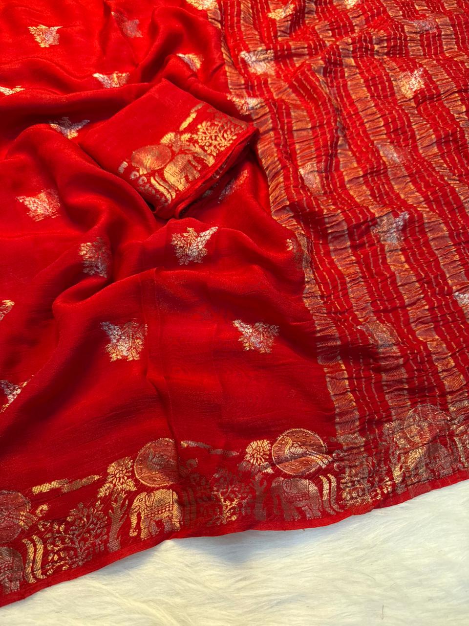 Charismatic Function Wear Pure Viscose Dola Silk Jacquard Border Fancy Designer Saree With Blouse